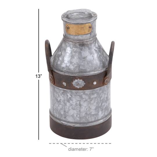 13" Gray Iron Farmhouse Decorative Can